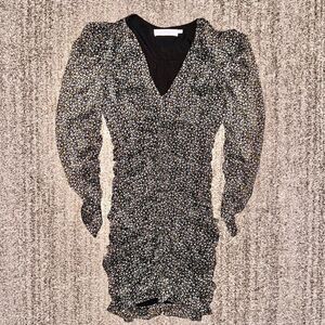 ASTR The Label Women's Puffy Sleeve Black Floral Lace Dress Size Small